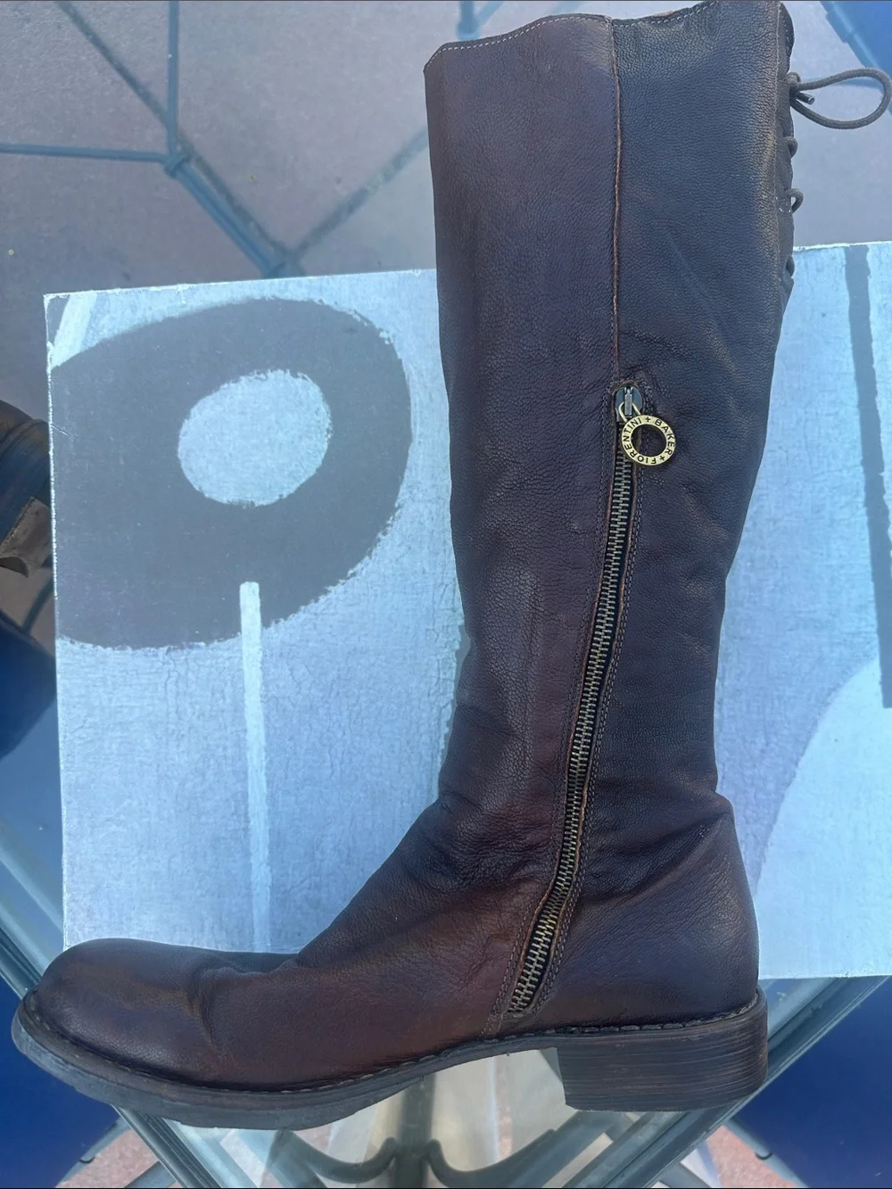 Fiorentini + Baker Dark Brown Leather Lace-Back Zip Boots Size 40 (9.5-10 US)